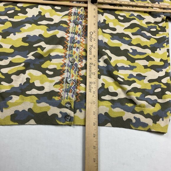 Sundance Tangier Cardigan Military Camo Button Front Embroidered Sweater Large - Picture 5 of 10